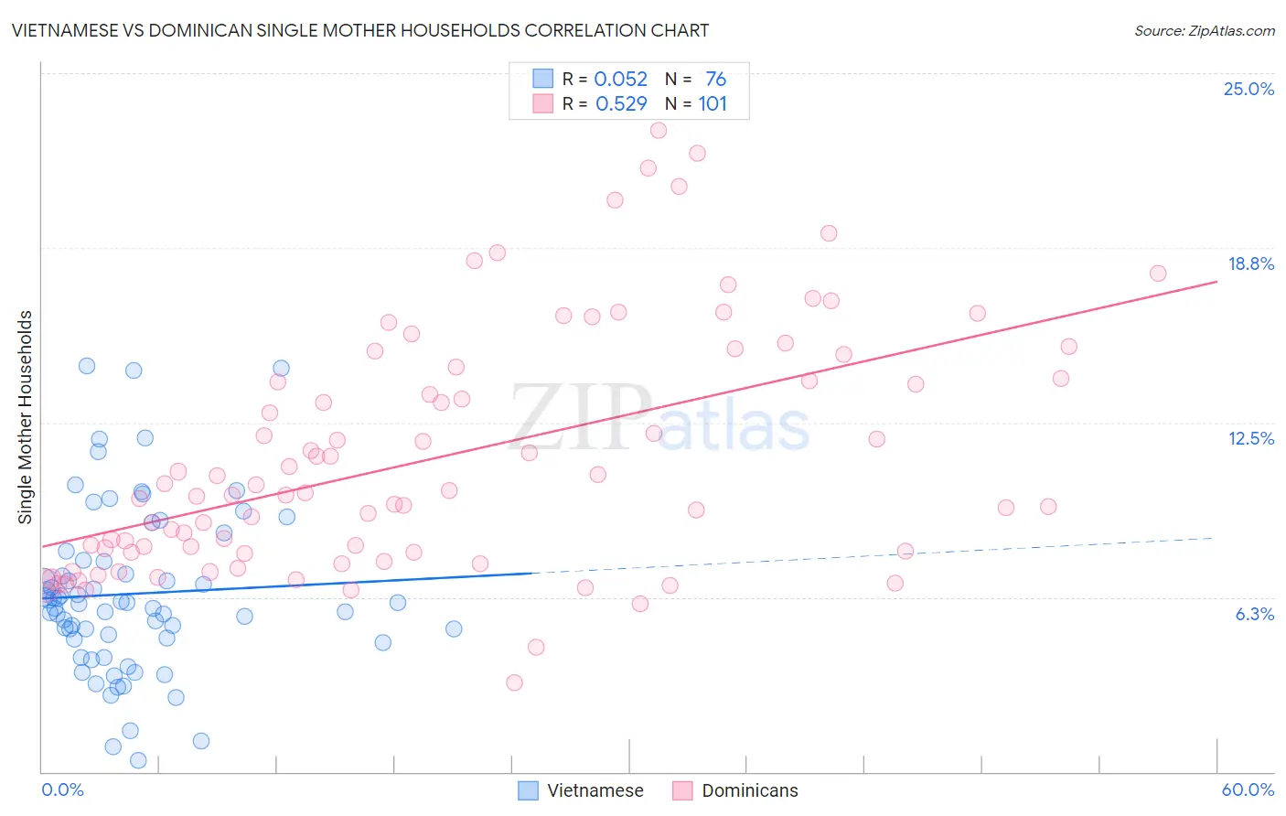 Vietnamese vs Dominican Single Mother Households
