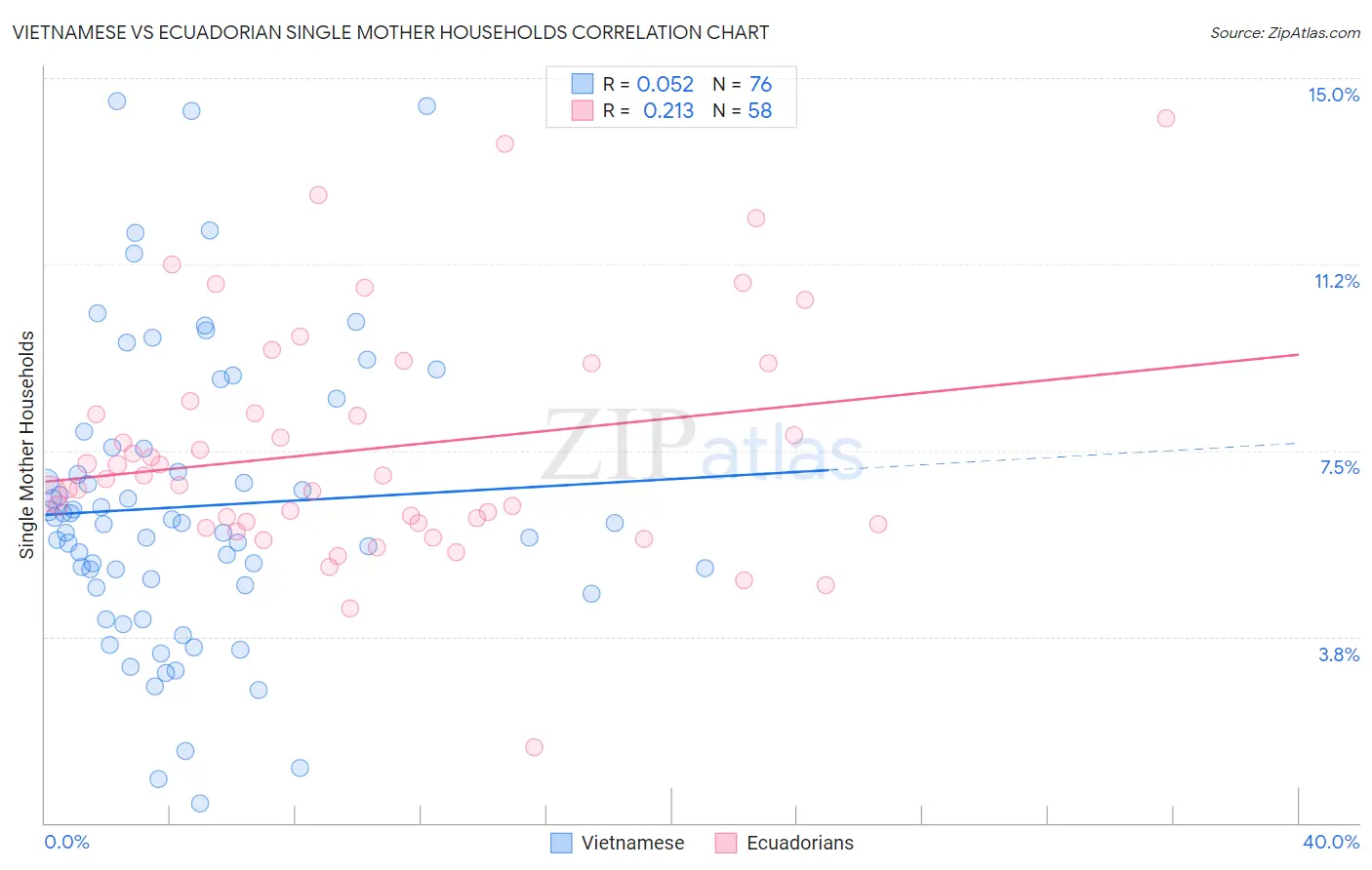 Vietnamese vs Ecuadorian Single Mother Households