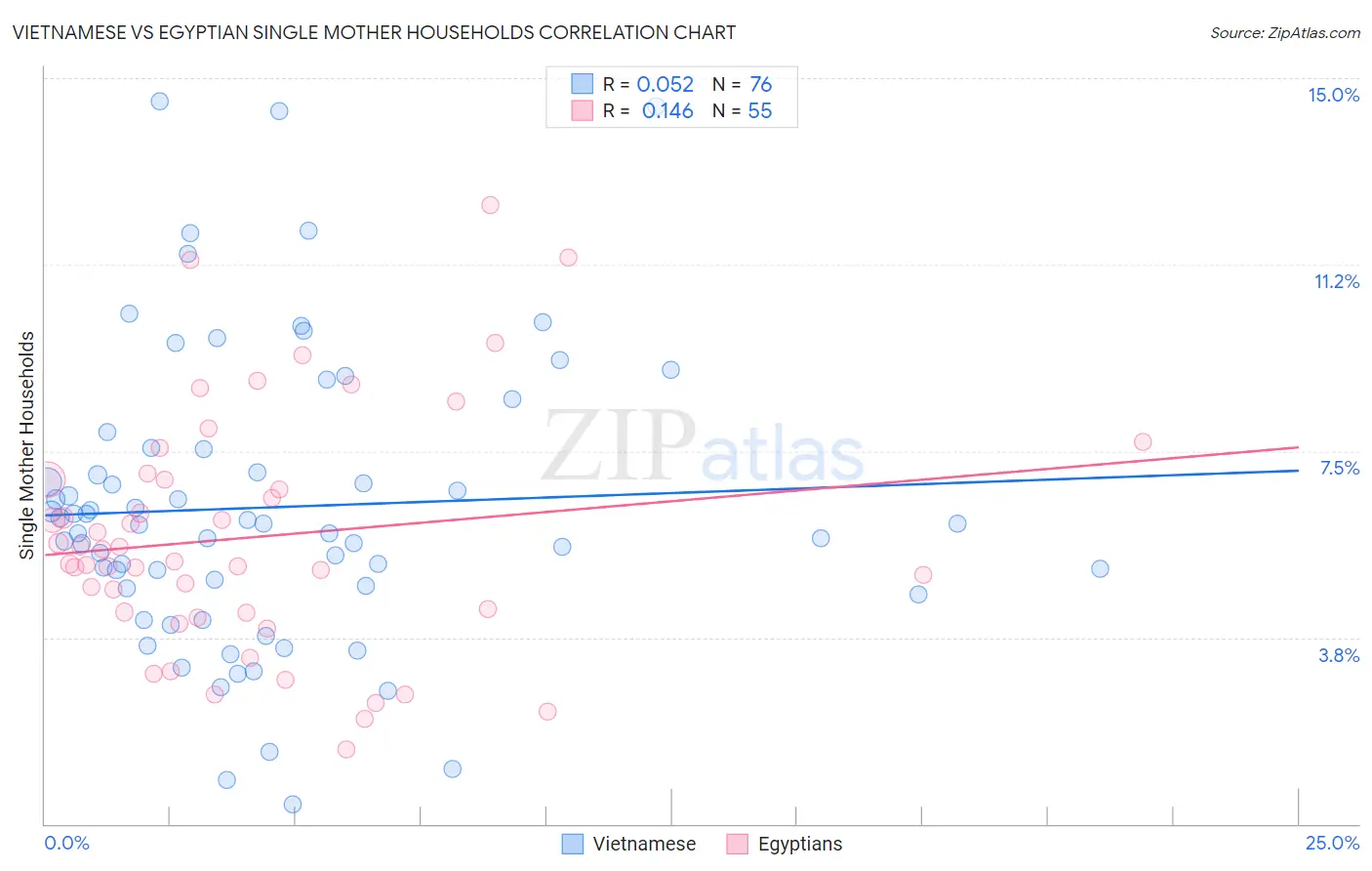 Vietnamese vs Egyptian Single Mother Households