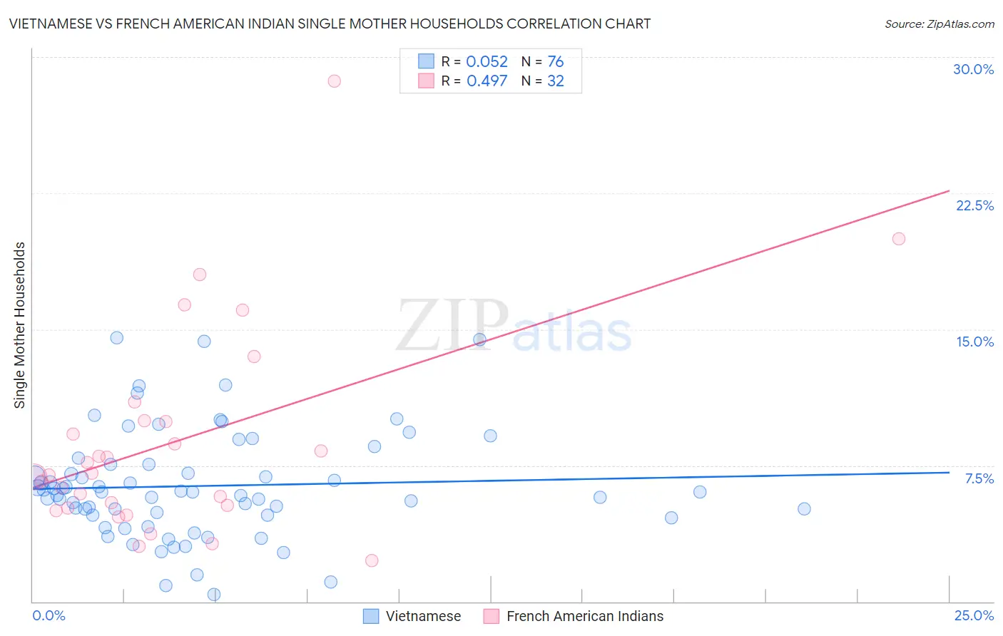 Vietnamese vs French American Indian Single Mother Households