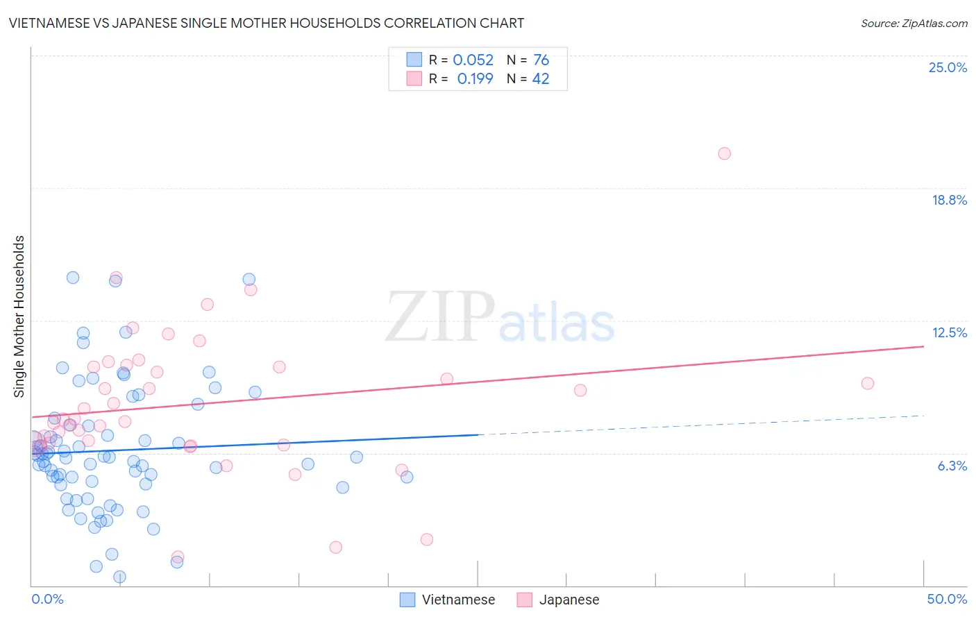 Vietnamese vs Japanese Single Mother Households