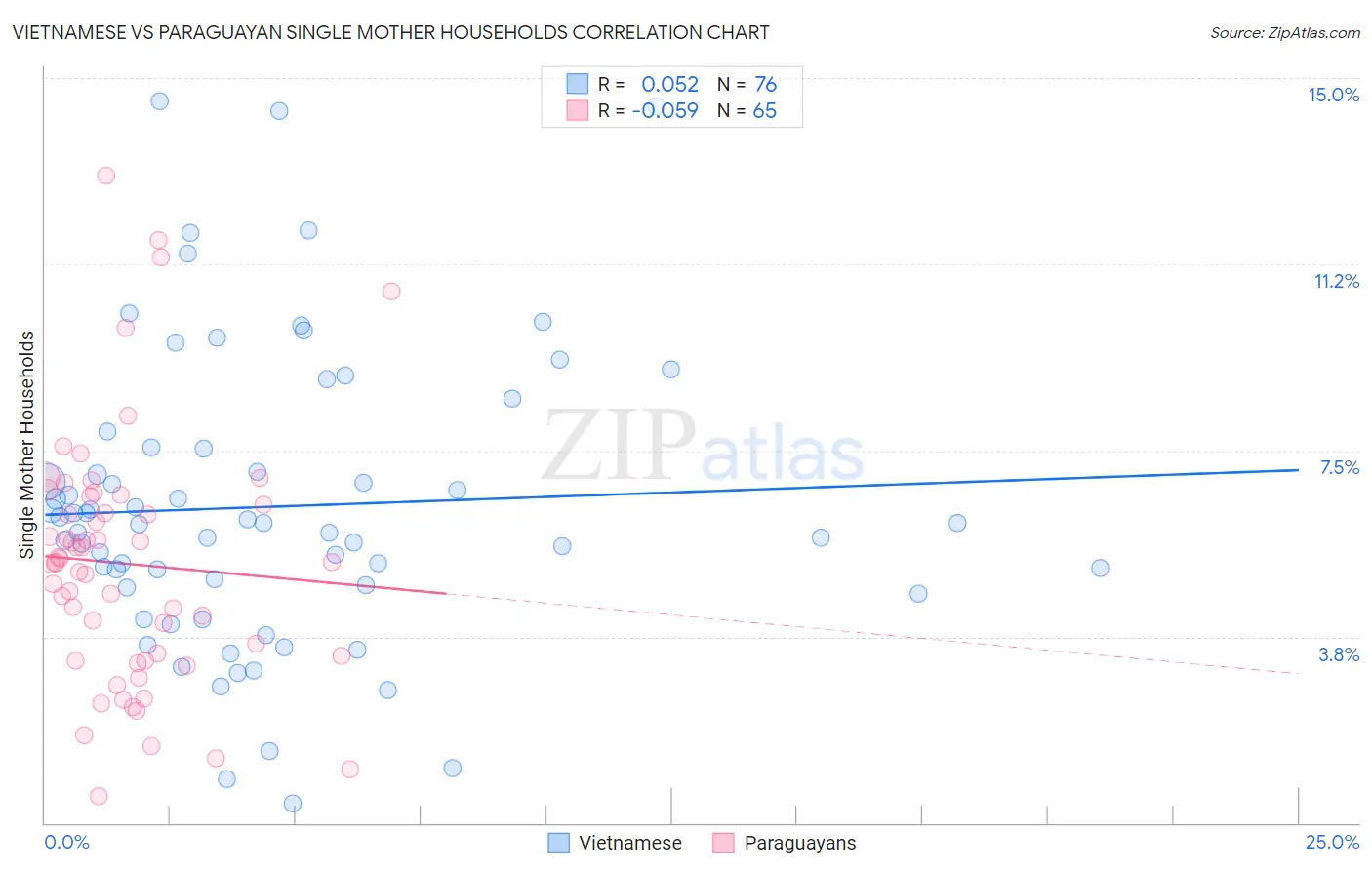 Vietnamese vs Paraguayan Single Mother Households