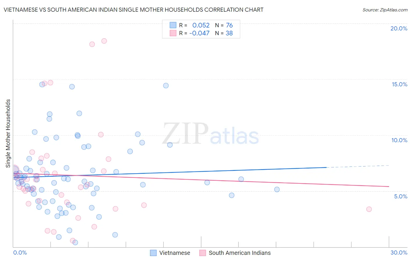 Vietnamese vs South American Indian Single Mother Households
