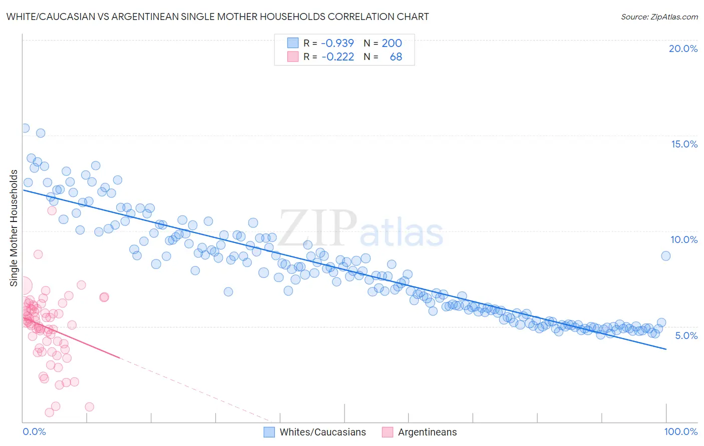 White/Caucasian vs Argentinean Single Mother Households