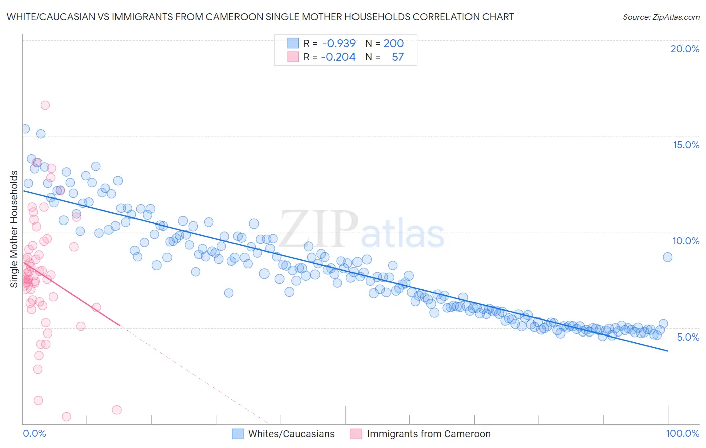 White/Caucasian vs Immigrants from Cameroon Single Mother Households