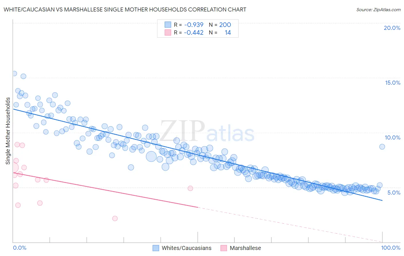 White/Caucasian vs Marshallese Single Mother Households