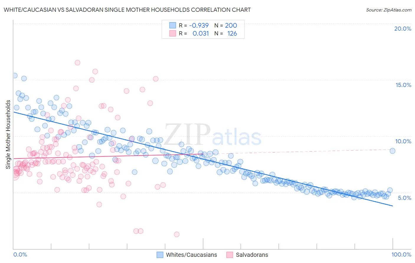 White/Caucasian vs Salvadoran Single Mother Households