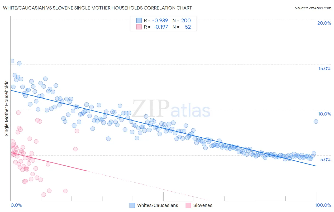 White/Caucasian vs Slovene Single Mother Households
