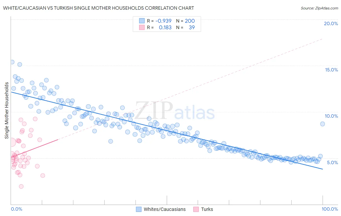 White/Caucasian vs Turkish Single Mother Households