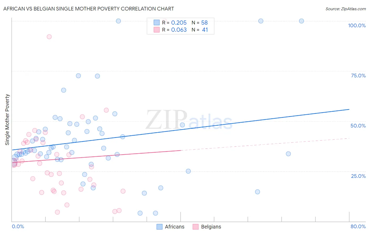 African vs Belgian Single Mother Poverty