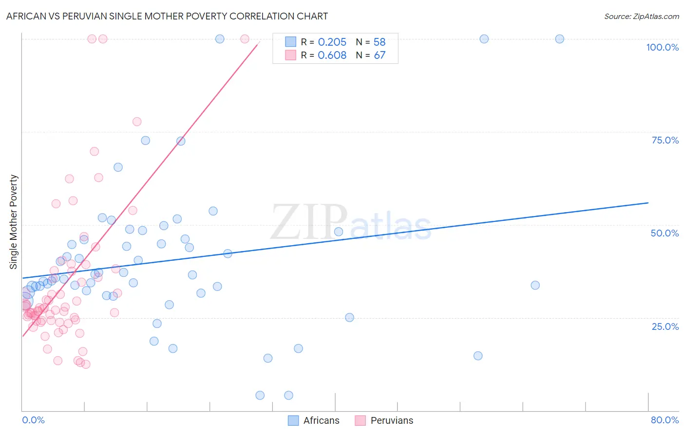 African vs Peruvian Single Mother Poverty
