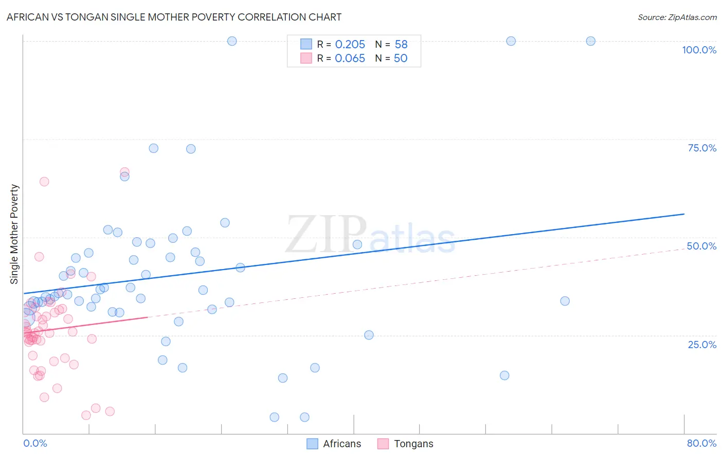 African vs Tongan Single Mother Poverty
