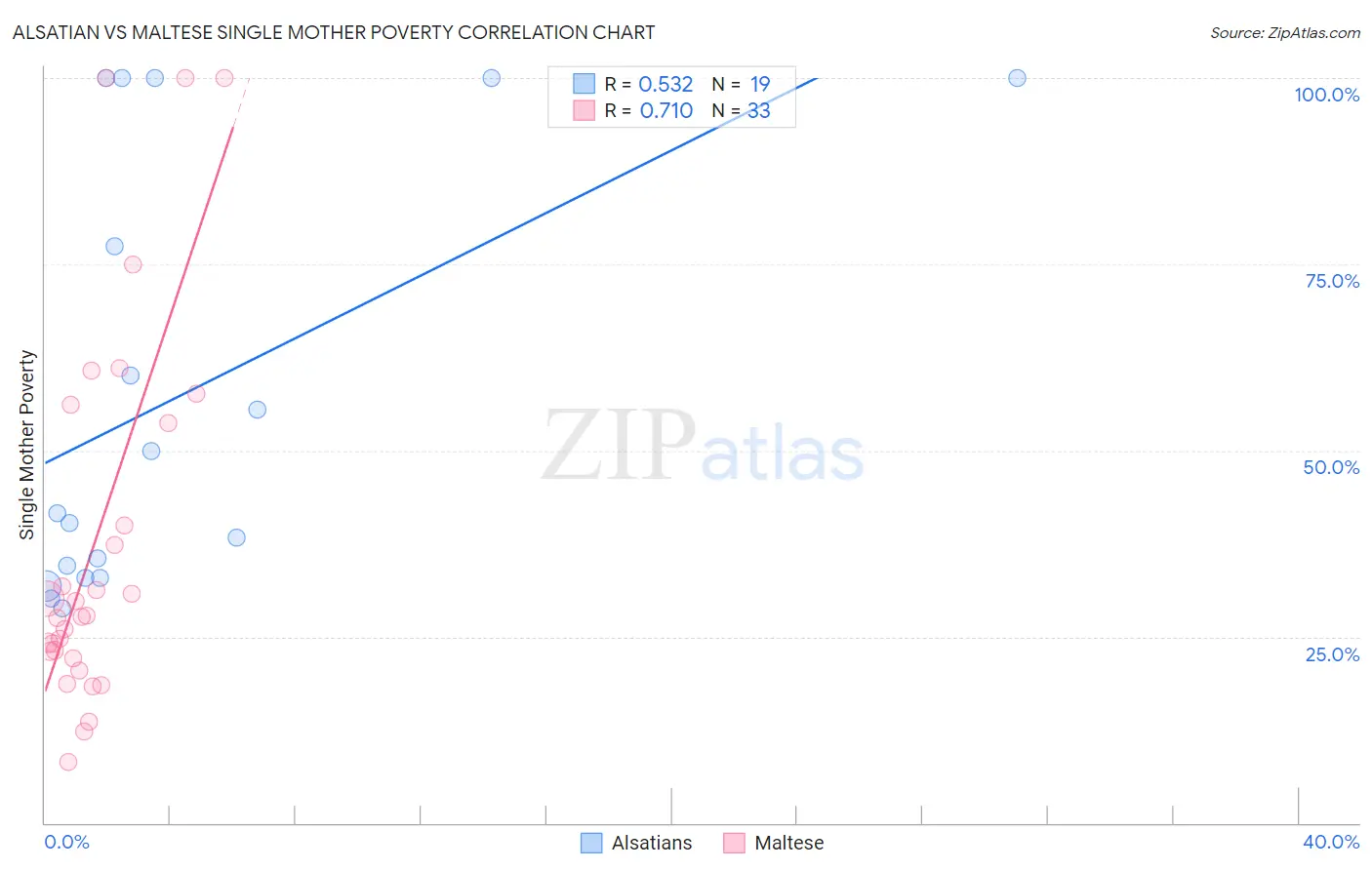 Alsatian vs Maltese Single Mother Poverty