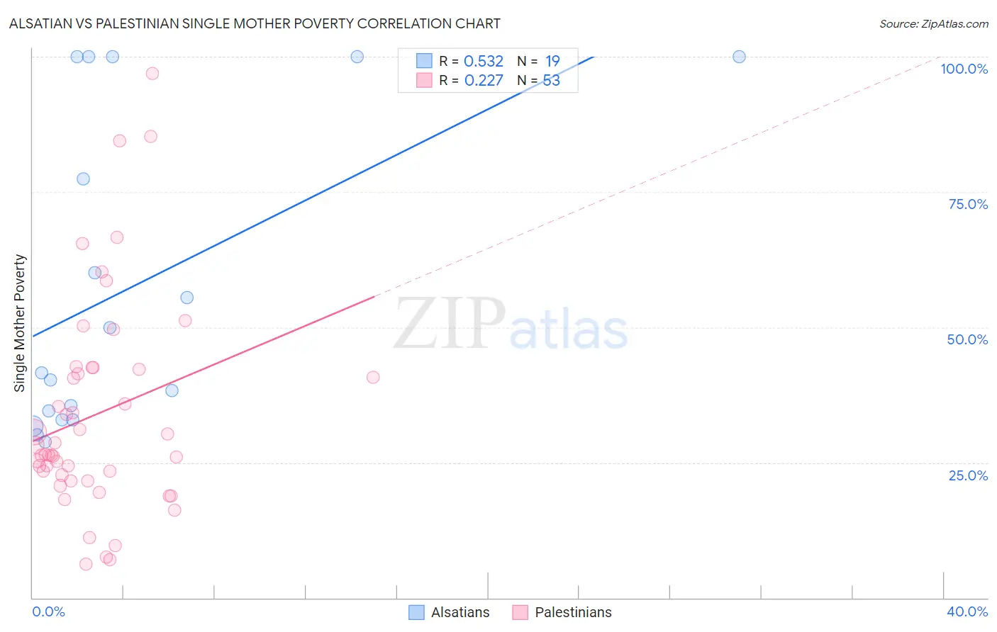 Alsatian vs Palestinian Single Mother Poverty