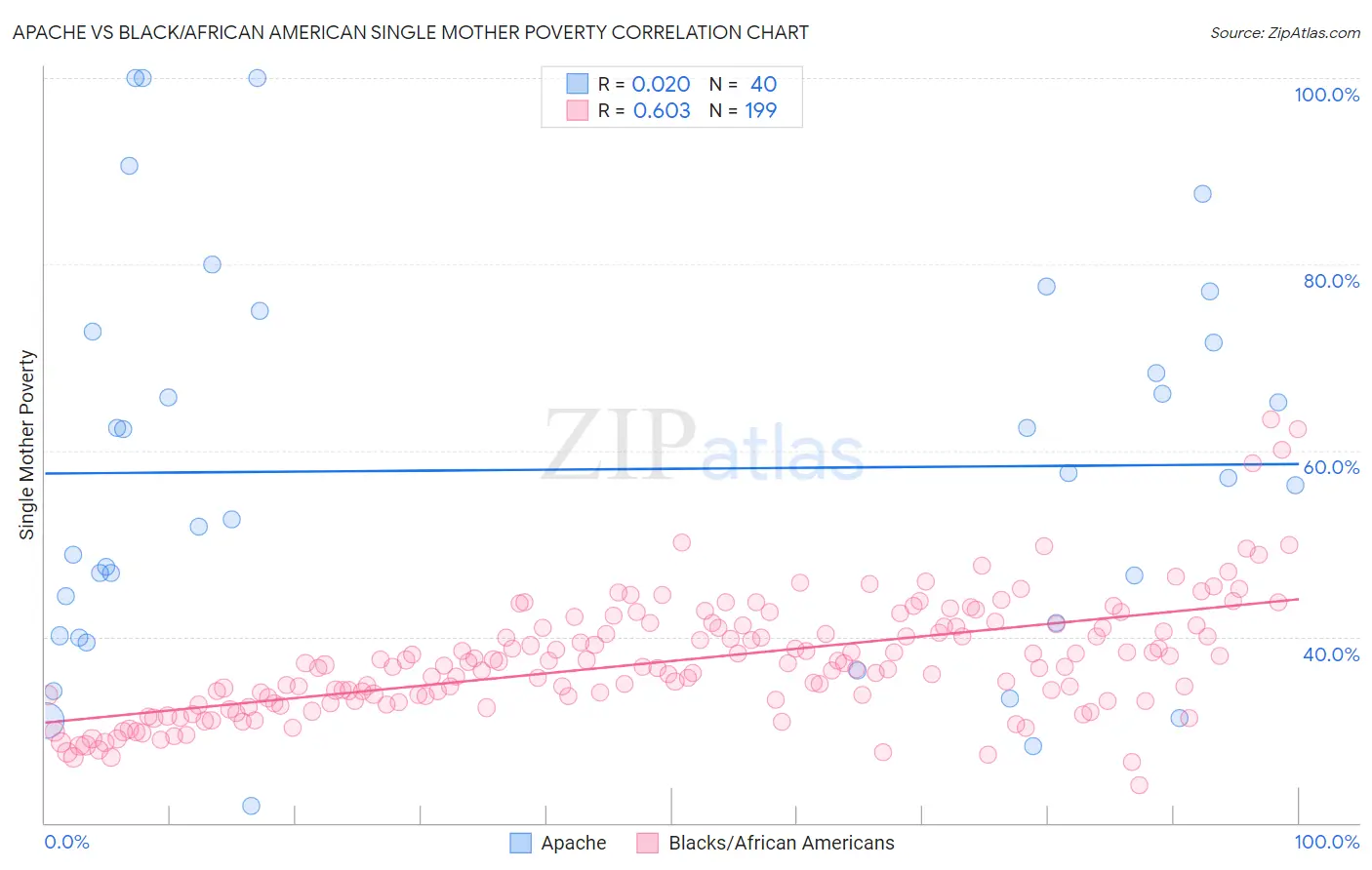 Apache vs Black/African American Single Mother Poverty