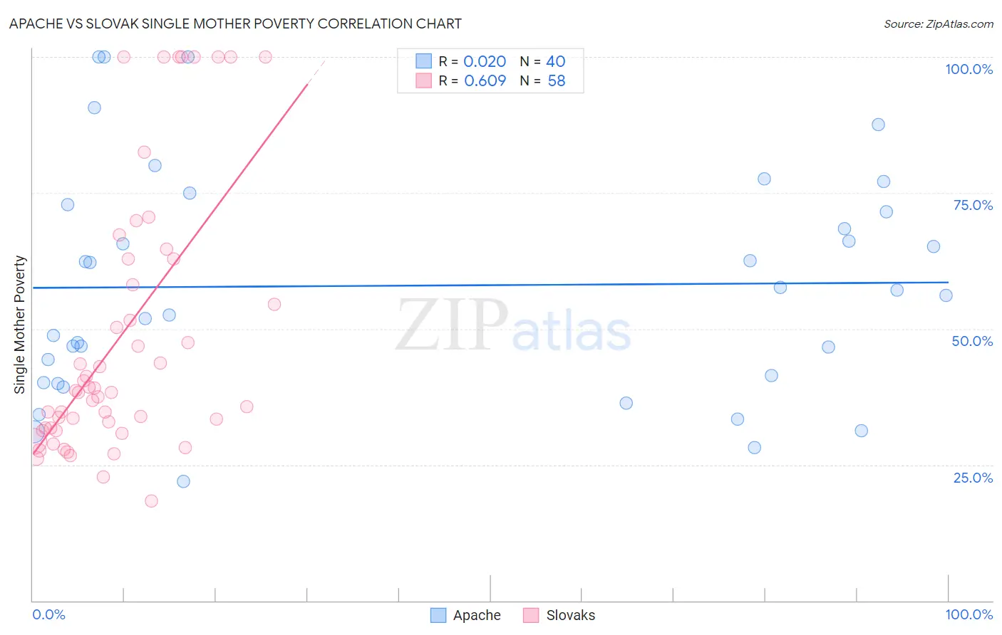 Apache vs Slovak Single Mother Poverty