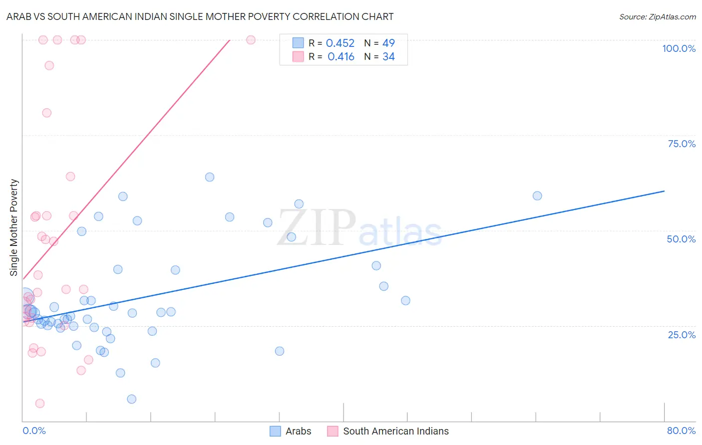 Arab vs South American Indian Single Mother Poverty