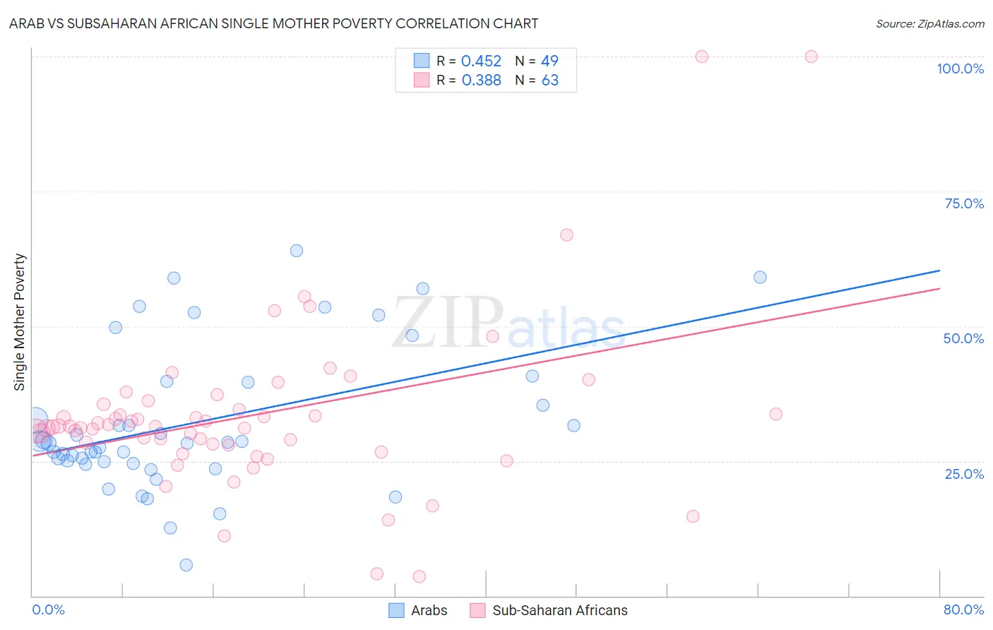 Arab vs Subsaharan African Single Mother Poverty