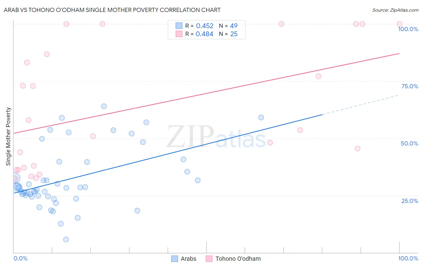 Arab vs Tohono O'odham Single Mother Poverty