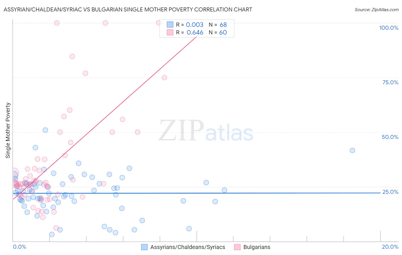 Assyrian/Chaldean/Syriac vs Bulgarian Single Mother Poverty