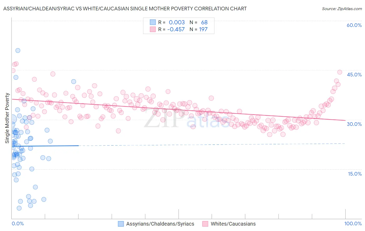 Assyrian/Chaldean/Syriac vs White/Caucasian Single Mother Poverty