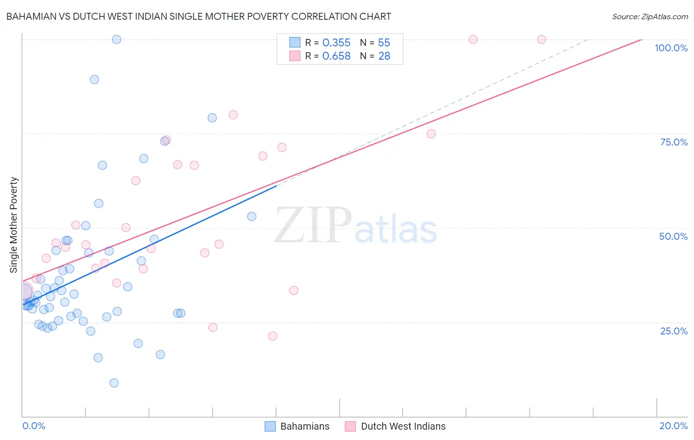 Bahamian vs Dutch West Indian Single Mother Poverty
