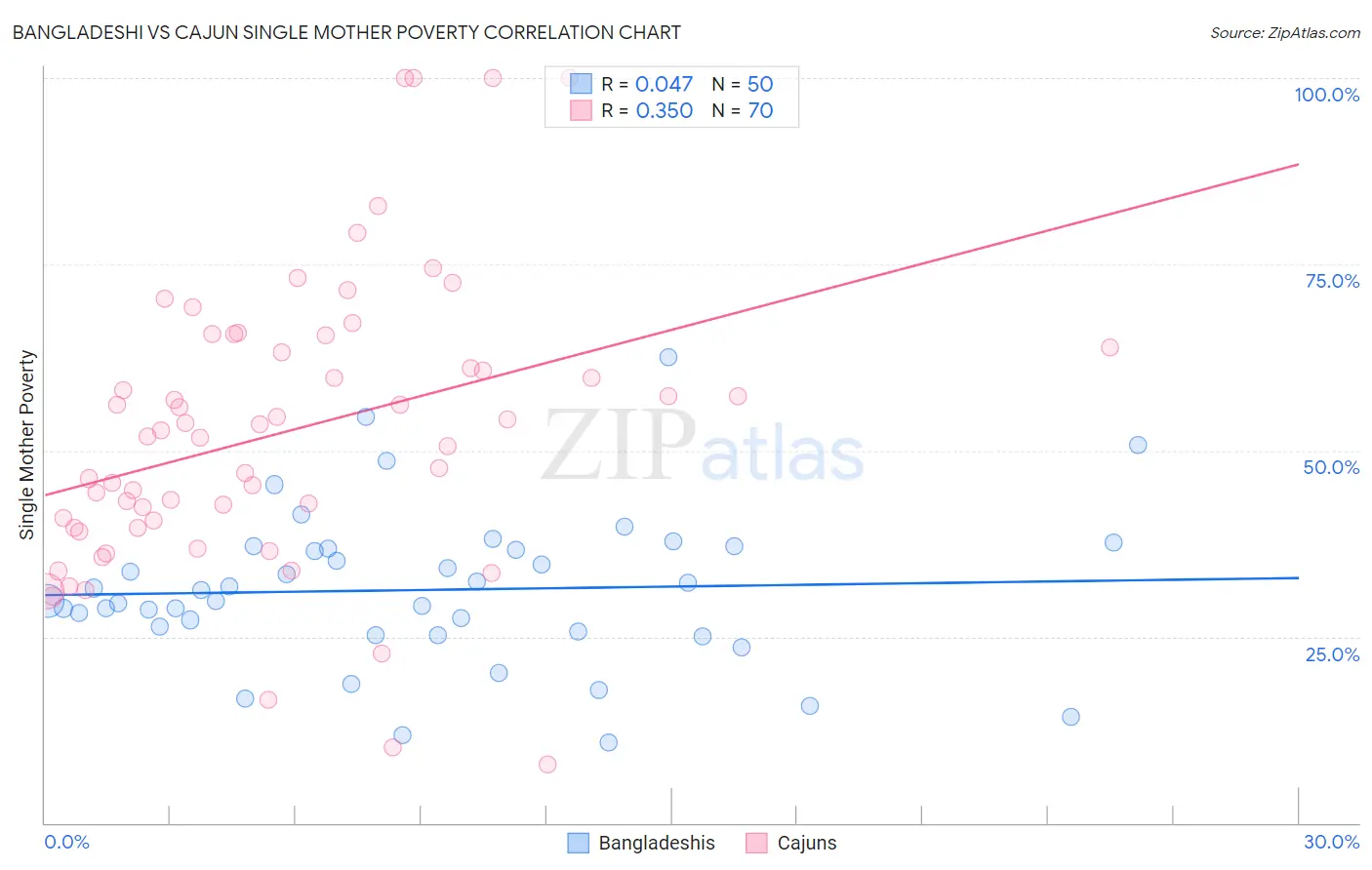 Bangladeshi vs Cajun Single Mother Poverty