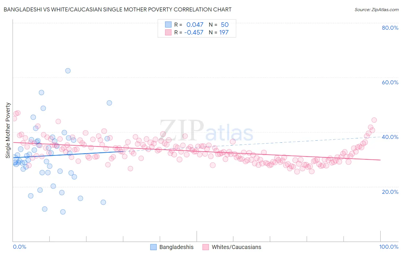 Bangladeshi vs White/Caucasian Single Mother Poverty