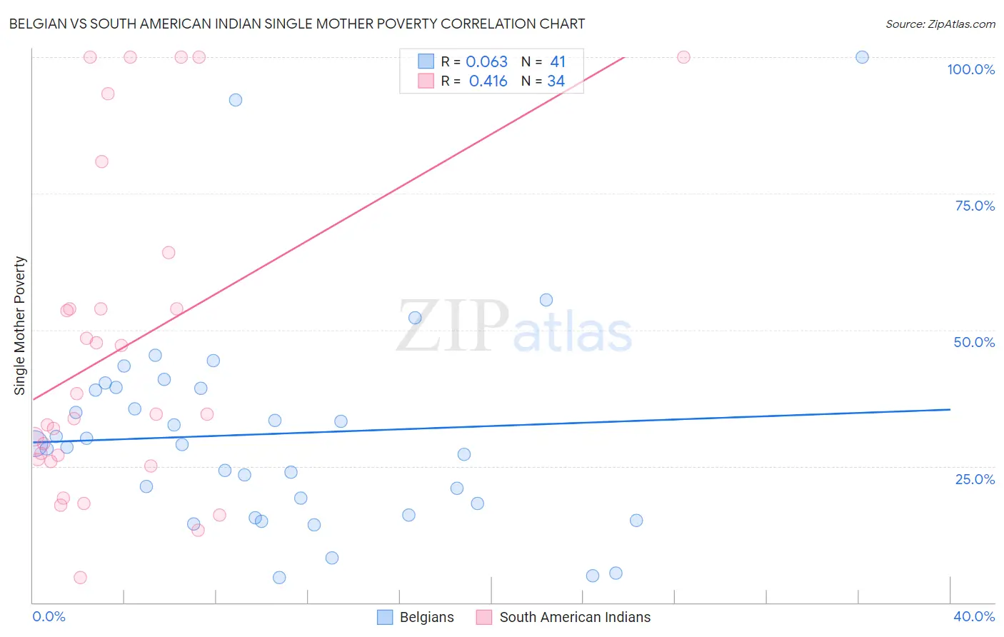 Belgian vs South American Indian Single Mother Poverty