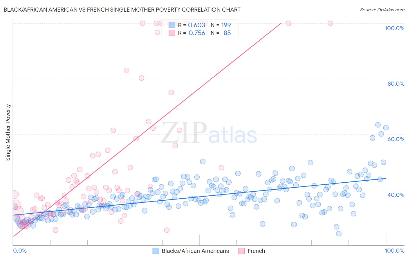 Black/African American vs French Single Mother Poverty
