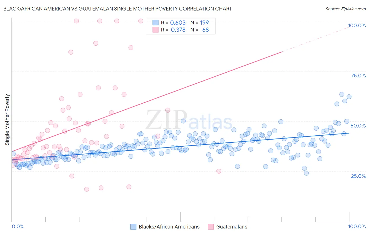 Black/African American vs Guatemalan Single Mother Poverty
