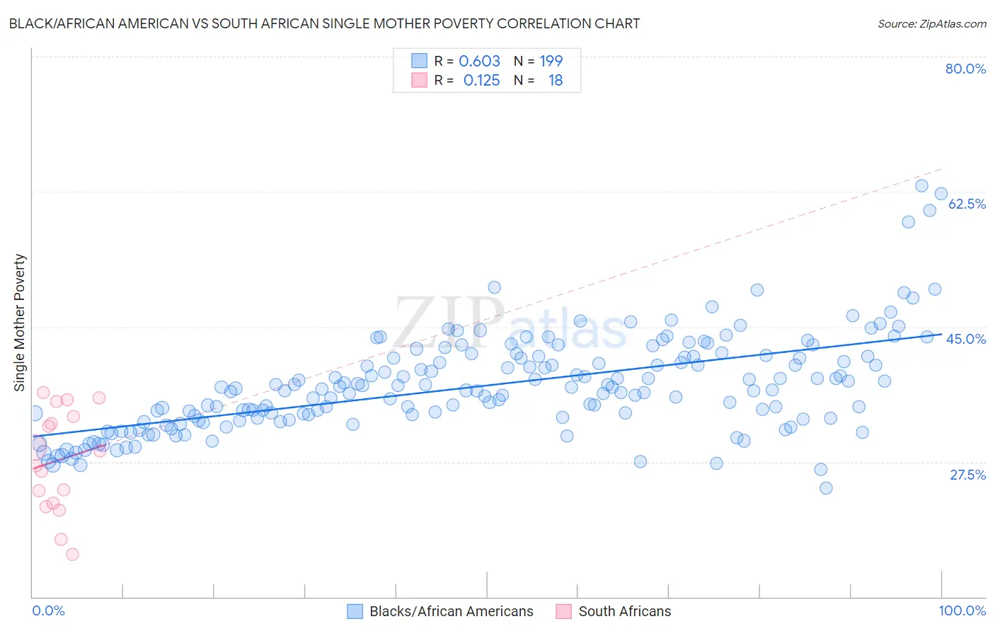 Black/African American vs South African Single Mother Poverty