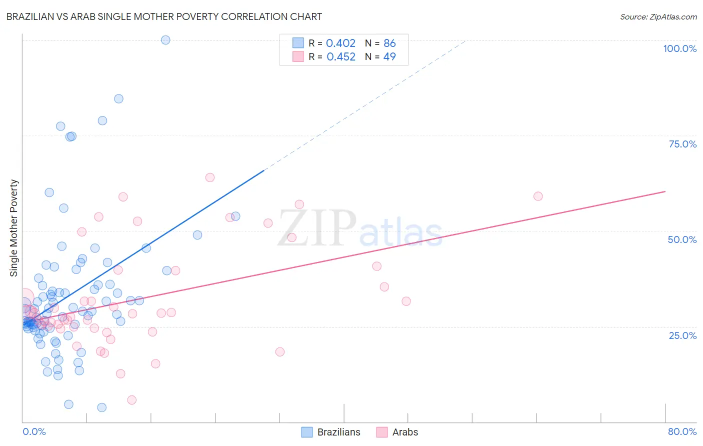 Brazilian vs Arab Single Mother Poverty