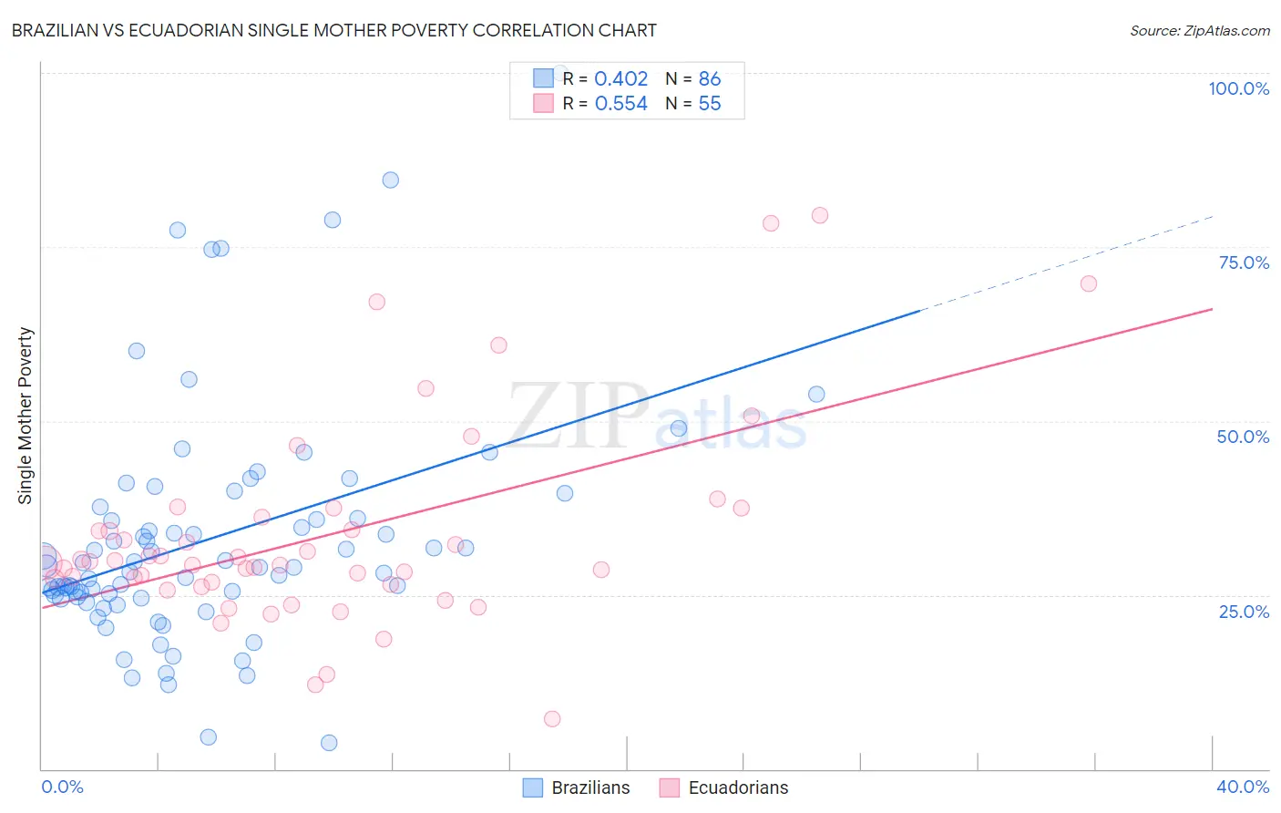 Brazilian vs Ecuadorian Single Mother Poverty