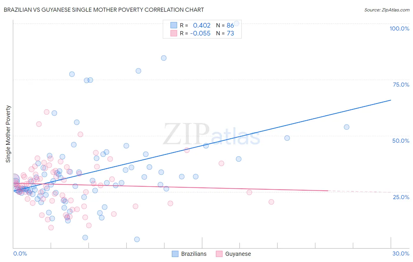 Brazilian vs Guyanese Single Mother Poverty