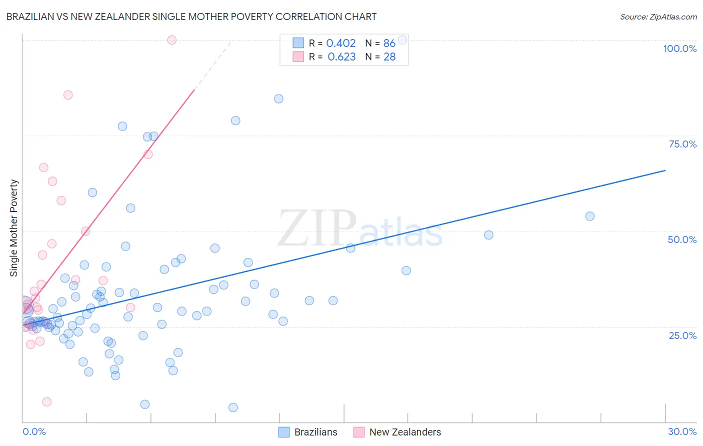 Brazilian vs New Zealander Single Mother Poverty