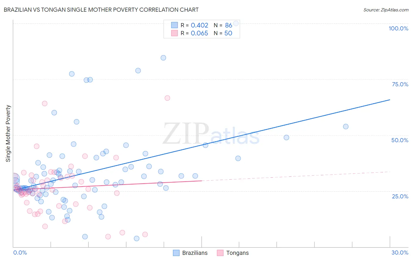 Brazilian vs Tongan Single Mother Poverty
