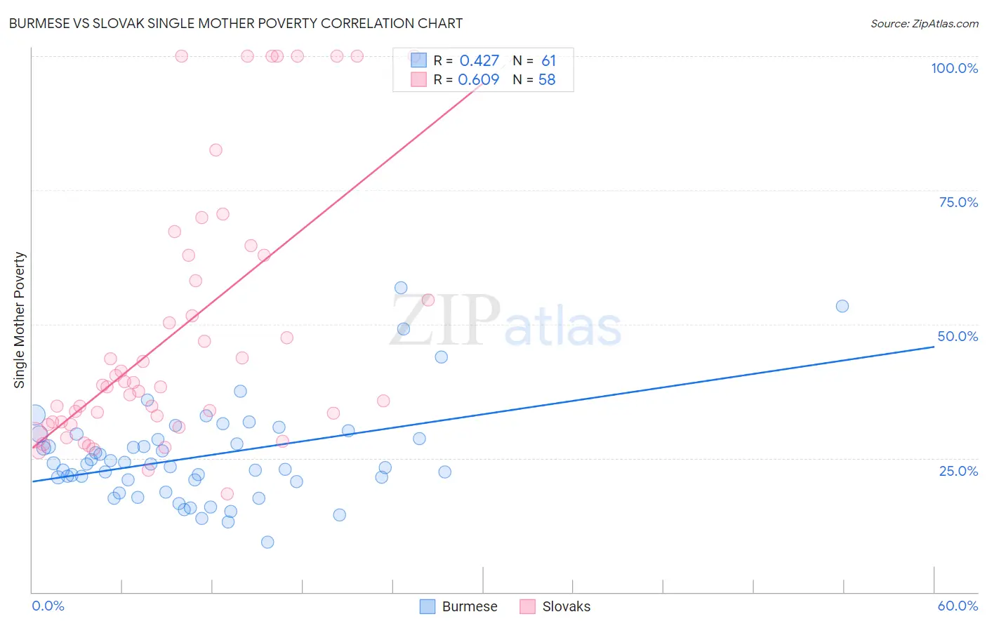 Burmese vs Slovak Single Mother Poverty