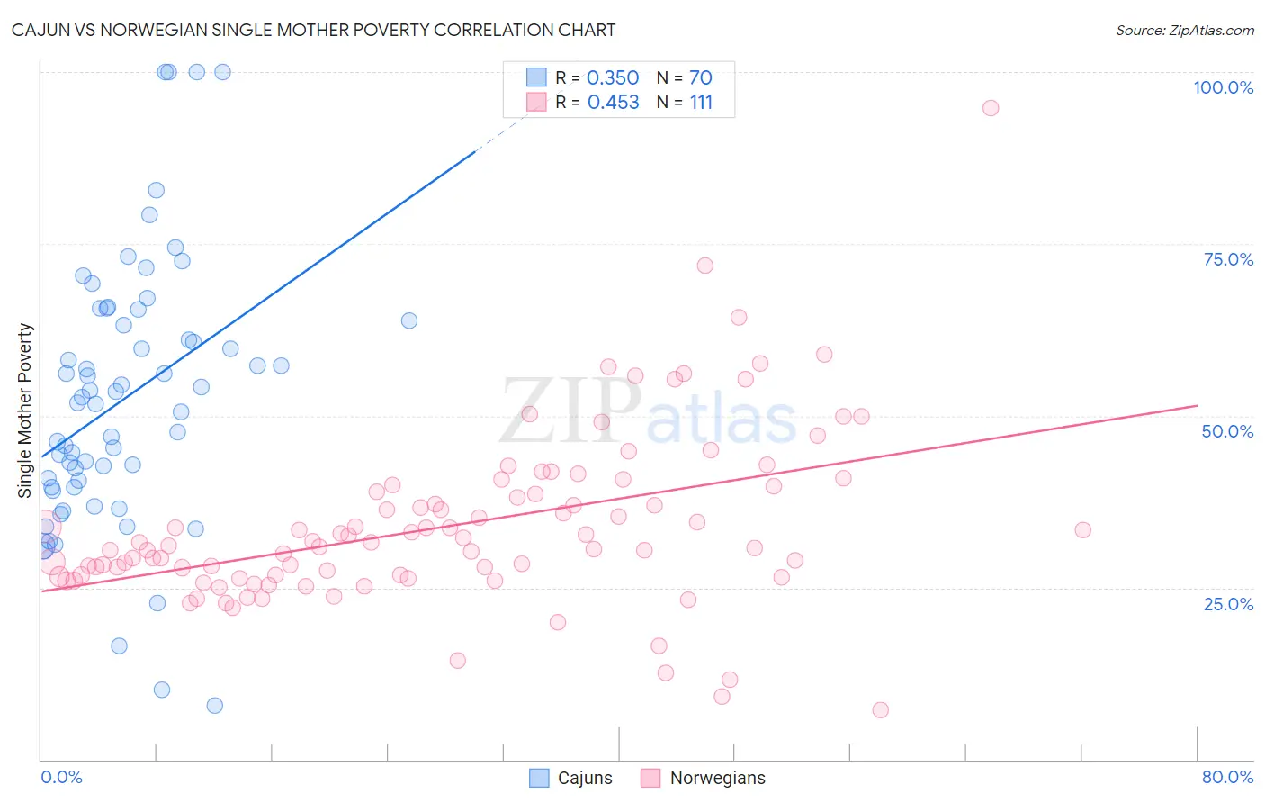 Cajun vs Norwegian Single Mother Poverty