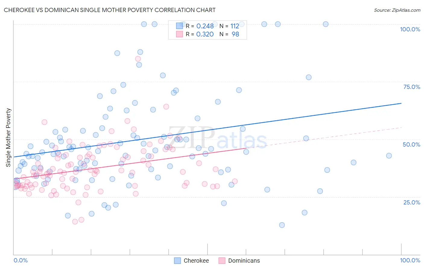 Cherokee vs Dominican Single Mother Poverty