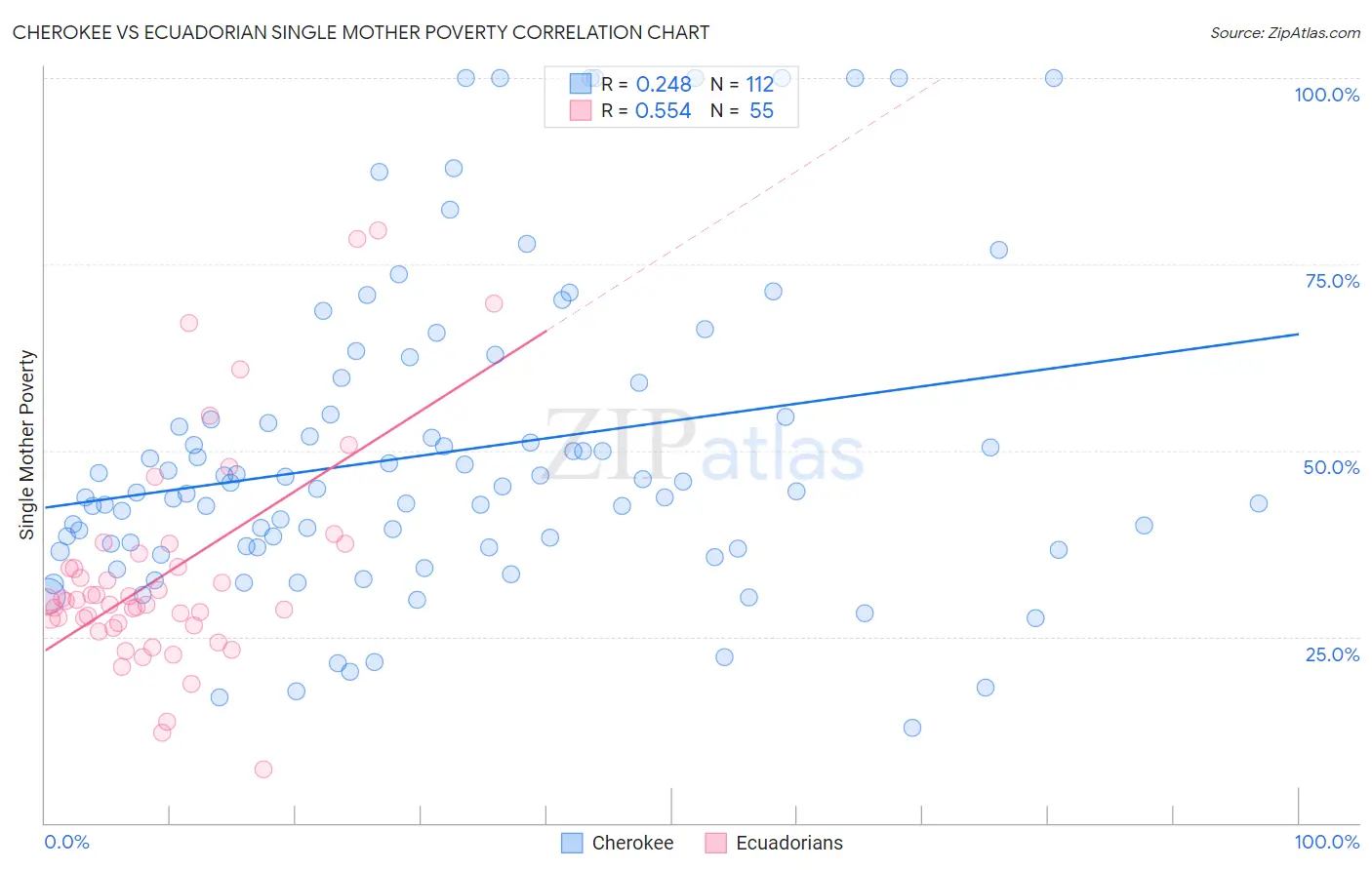 Cherokee vs Ecuadorian Single Mother Poverty