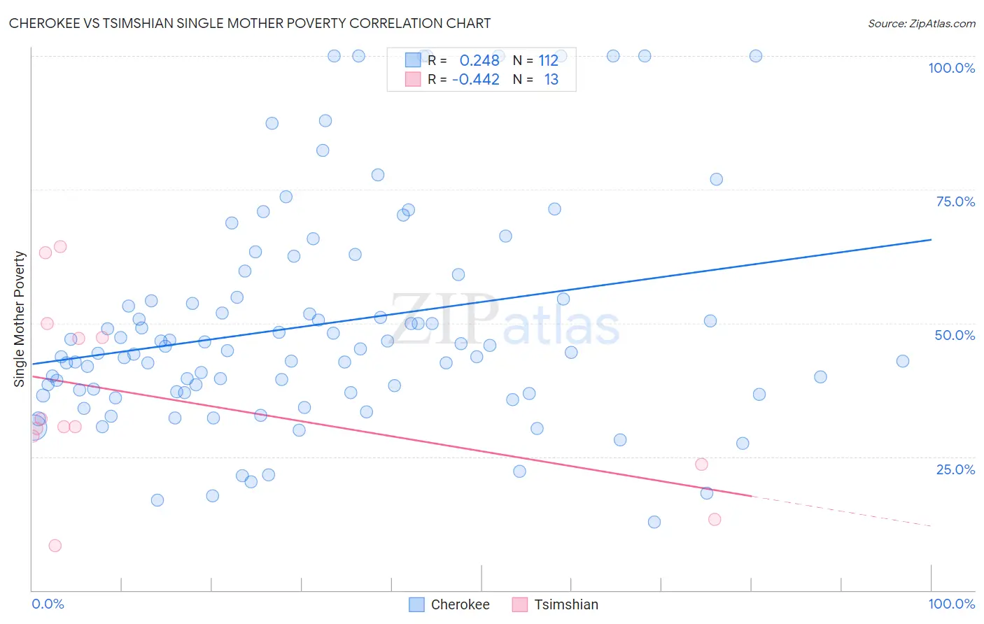 Cherokee vs Tsimshian Single Mother Poverty