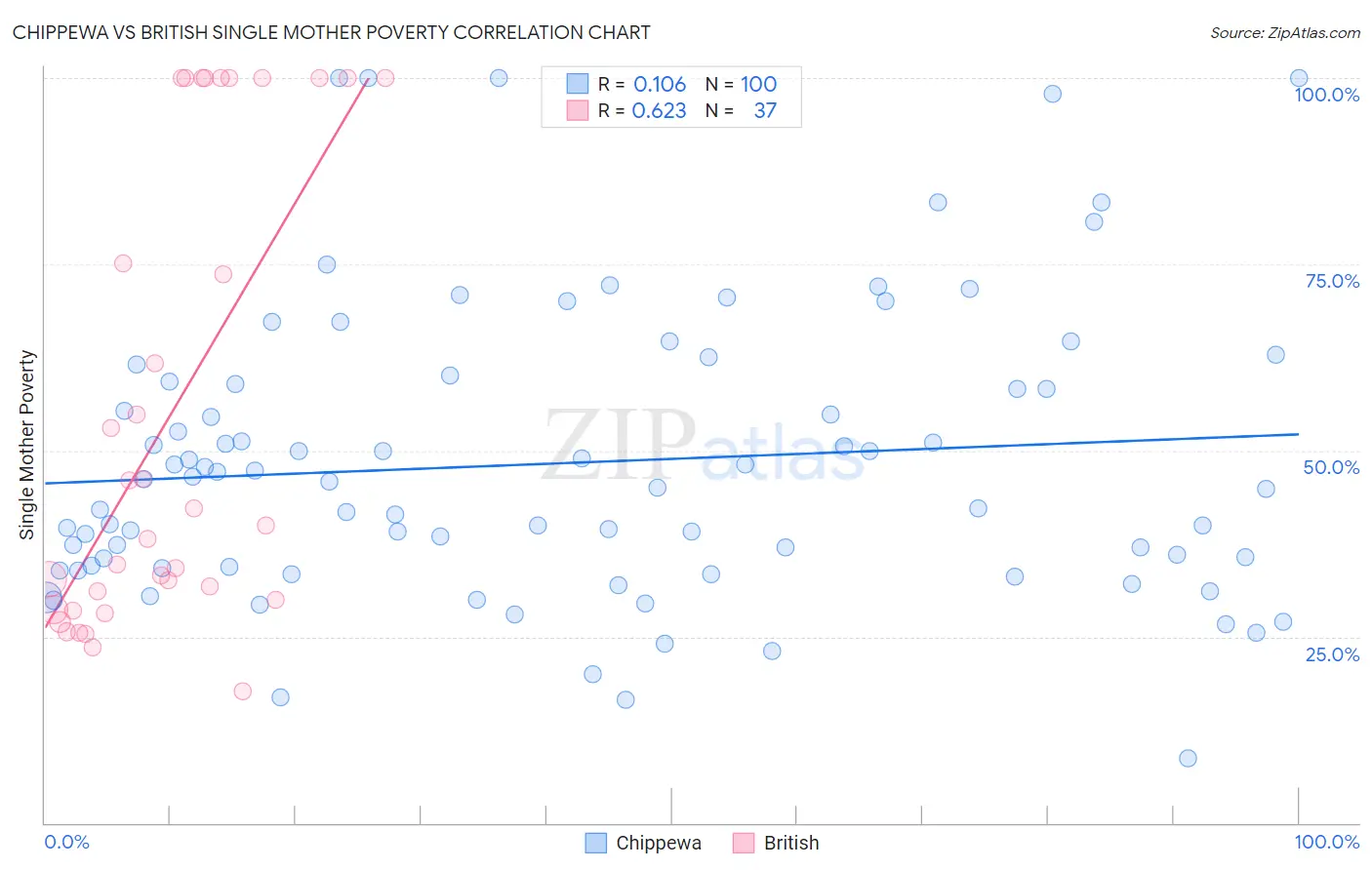 Chippewa vs British Single Mother Poverty