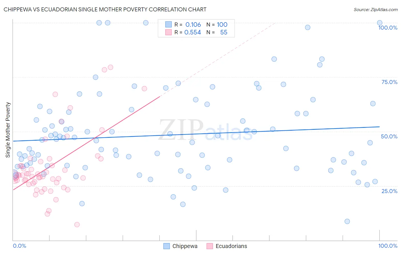 Chippewa vs Ecuadorian Single Mother Poverty
