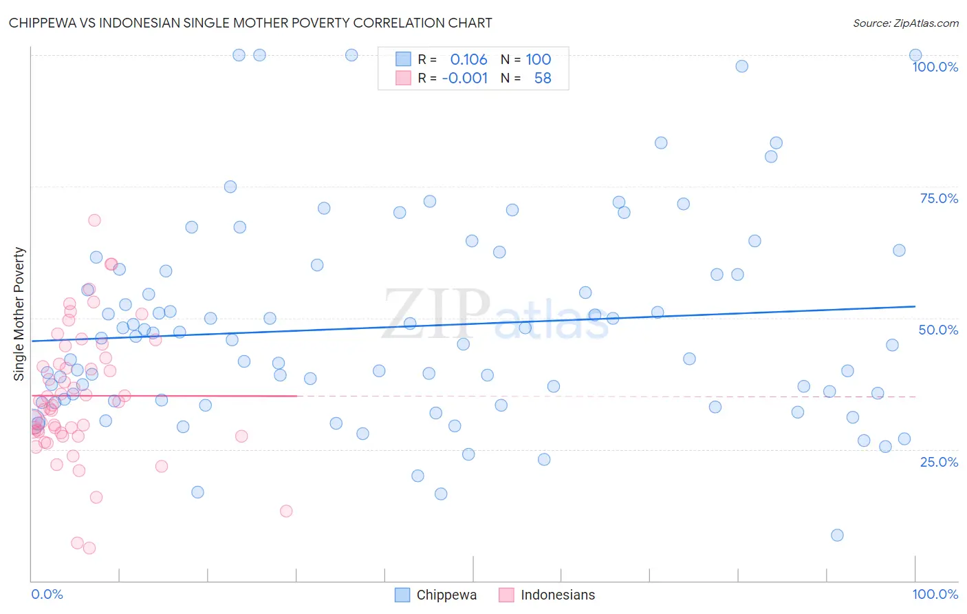 Chippewa vs Indonesian Single Mother Poverty
