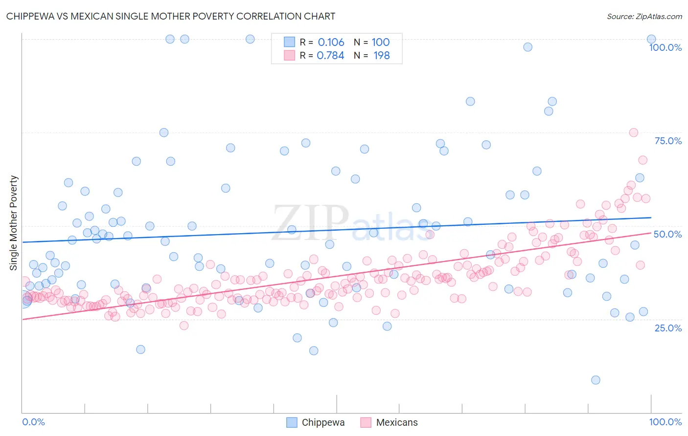 Chippewa vs Mexican Single Mother Poverty