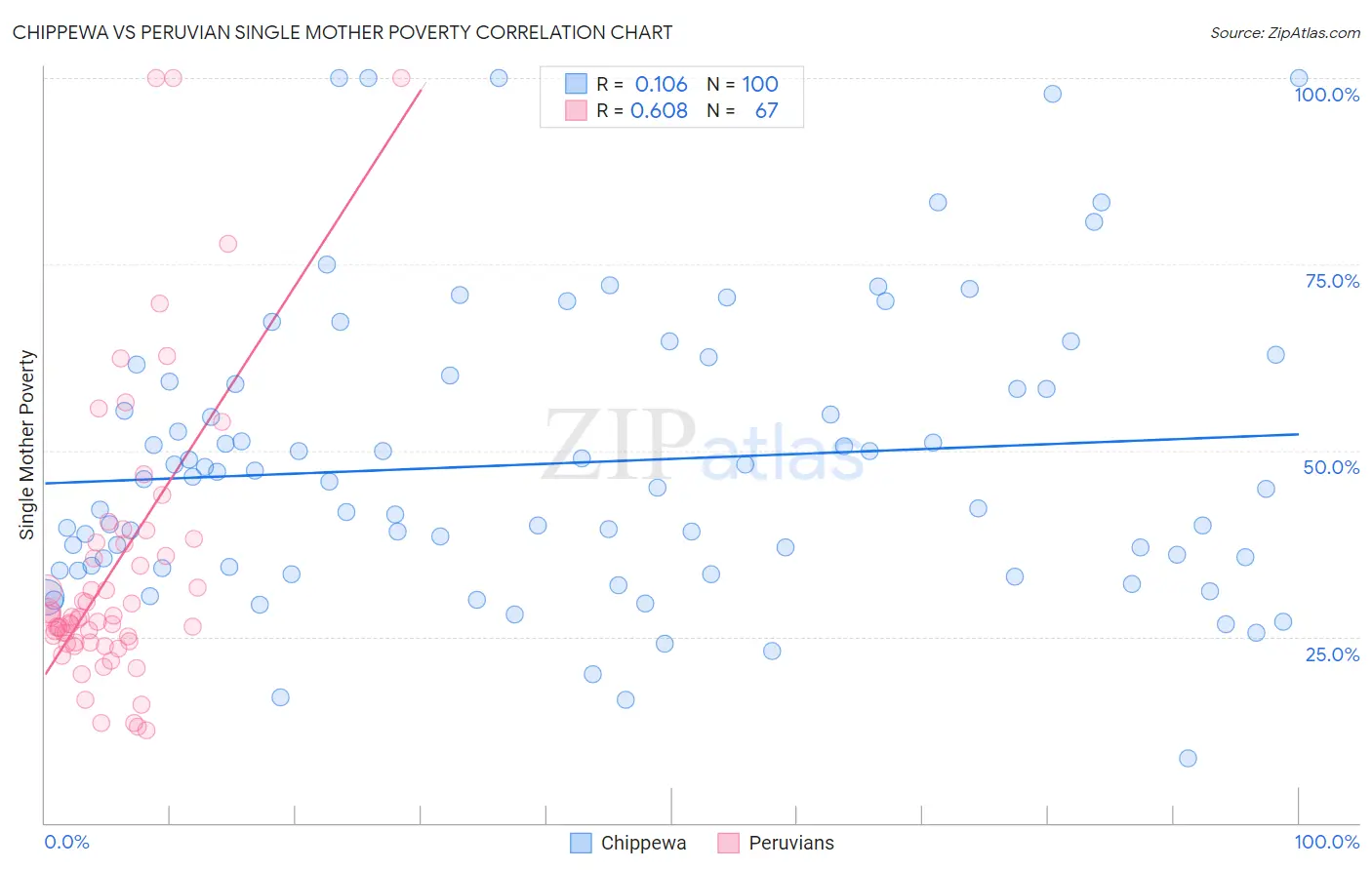Chippewa vs Peruvian Single Mother Poverty