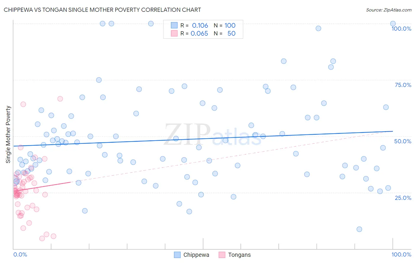 Chippewa vs Tongan Single Mother Poverty