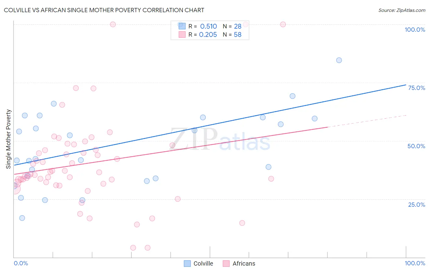 Colville vs African Single Mother Poverty