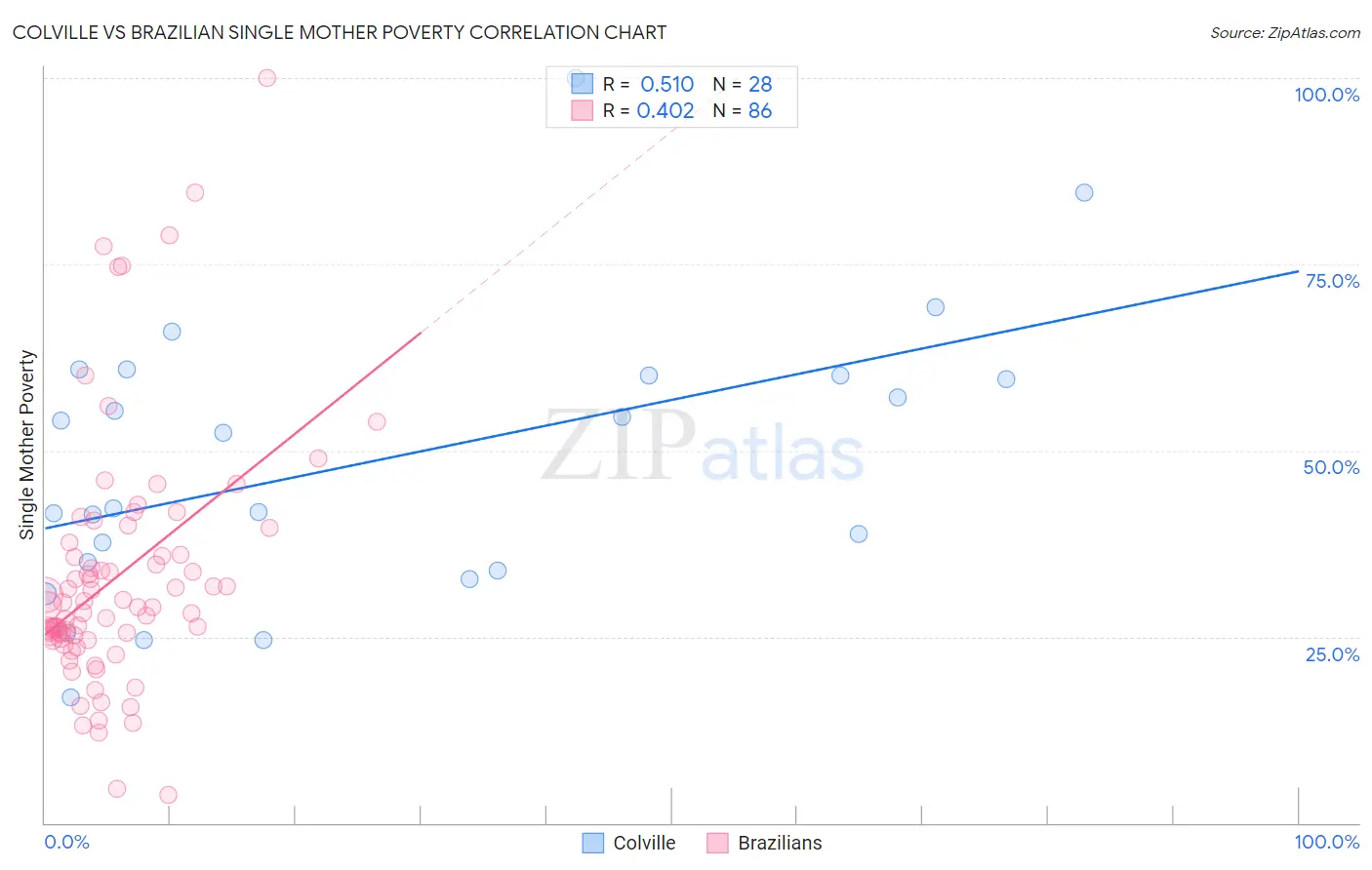 Colville vs Brazilian Single Mother Poverty